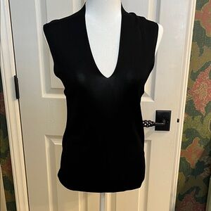 Ellen Tracy Black V-Neck Sleeveless Blouse
